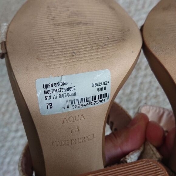 AQUA Almond Toe Woven block Heel Sandals size 36.5 - Picture 14 of 15